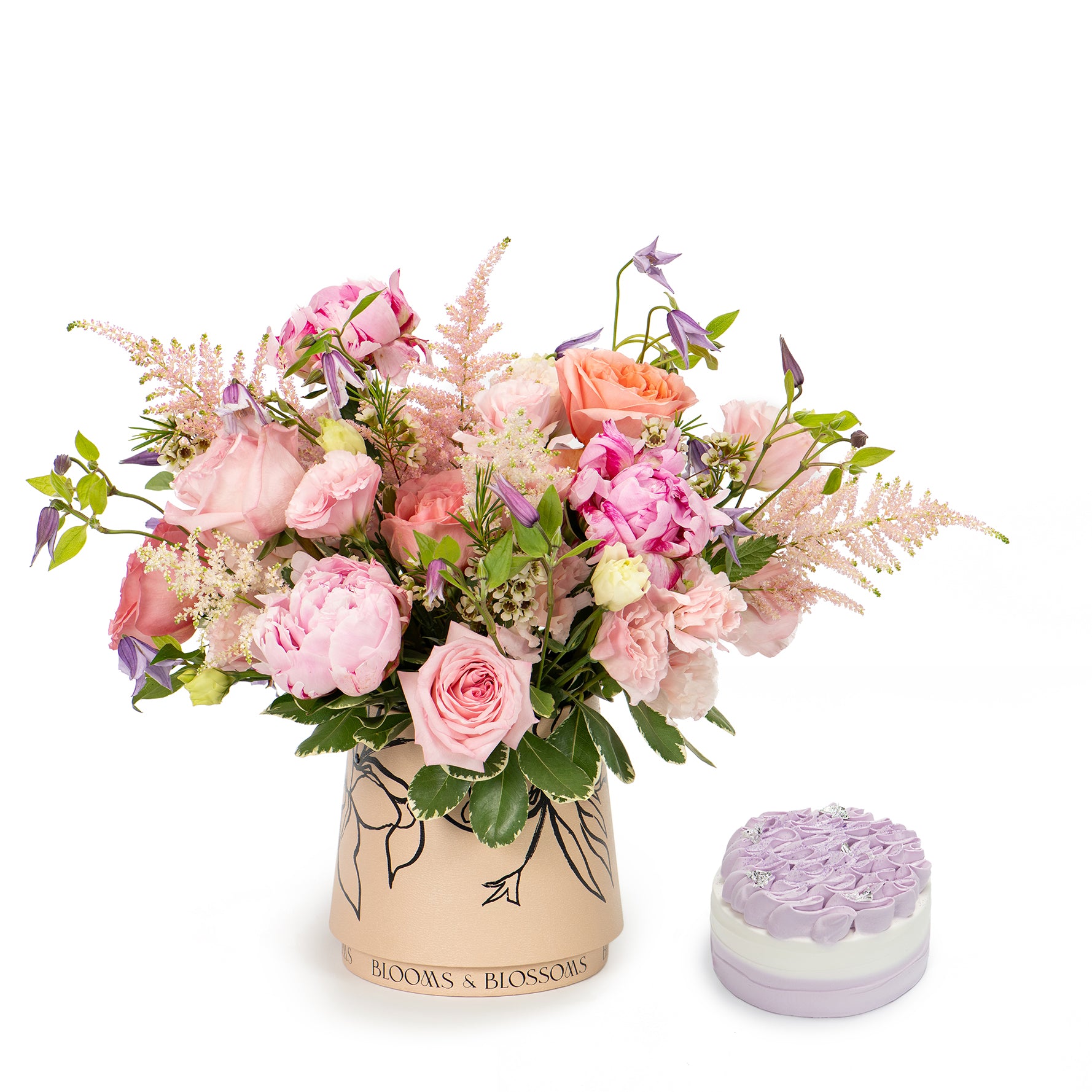 香芋戚风蛋糕和花篮套装