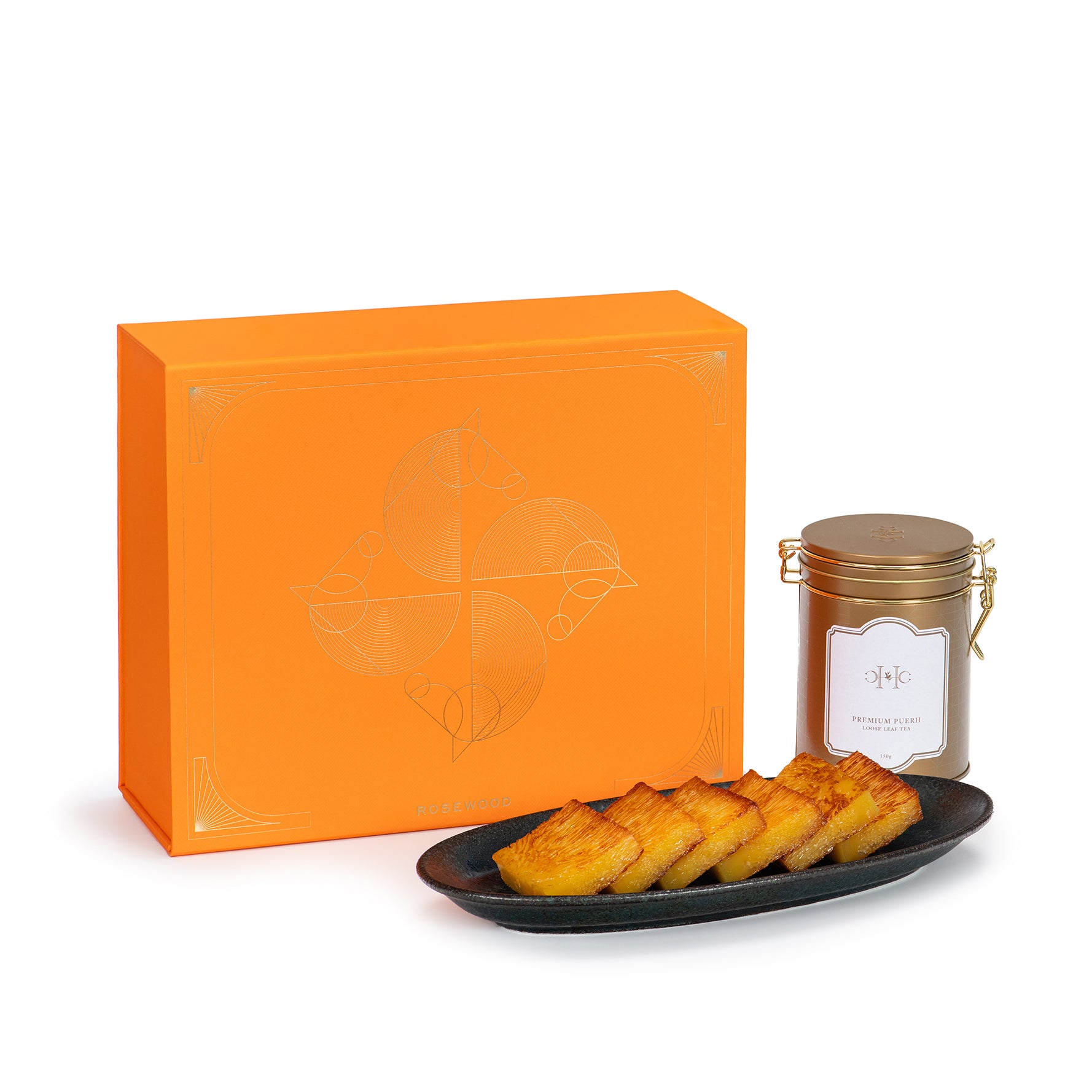 Coconut Golden Cake (600g) and Premium Puerh Tea (150g) Gift Box