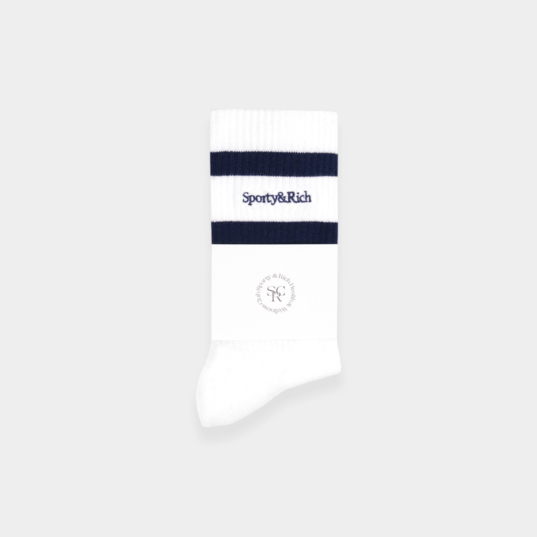 Sporty & Rich - Serif Logo Socks (White/Navy)