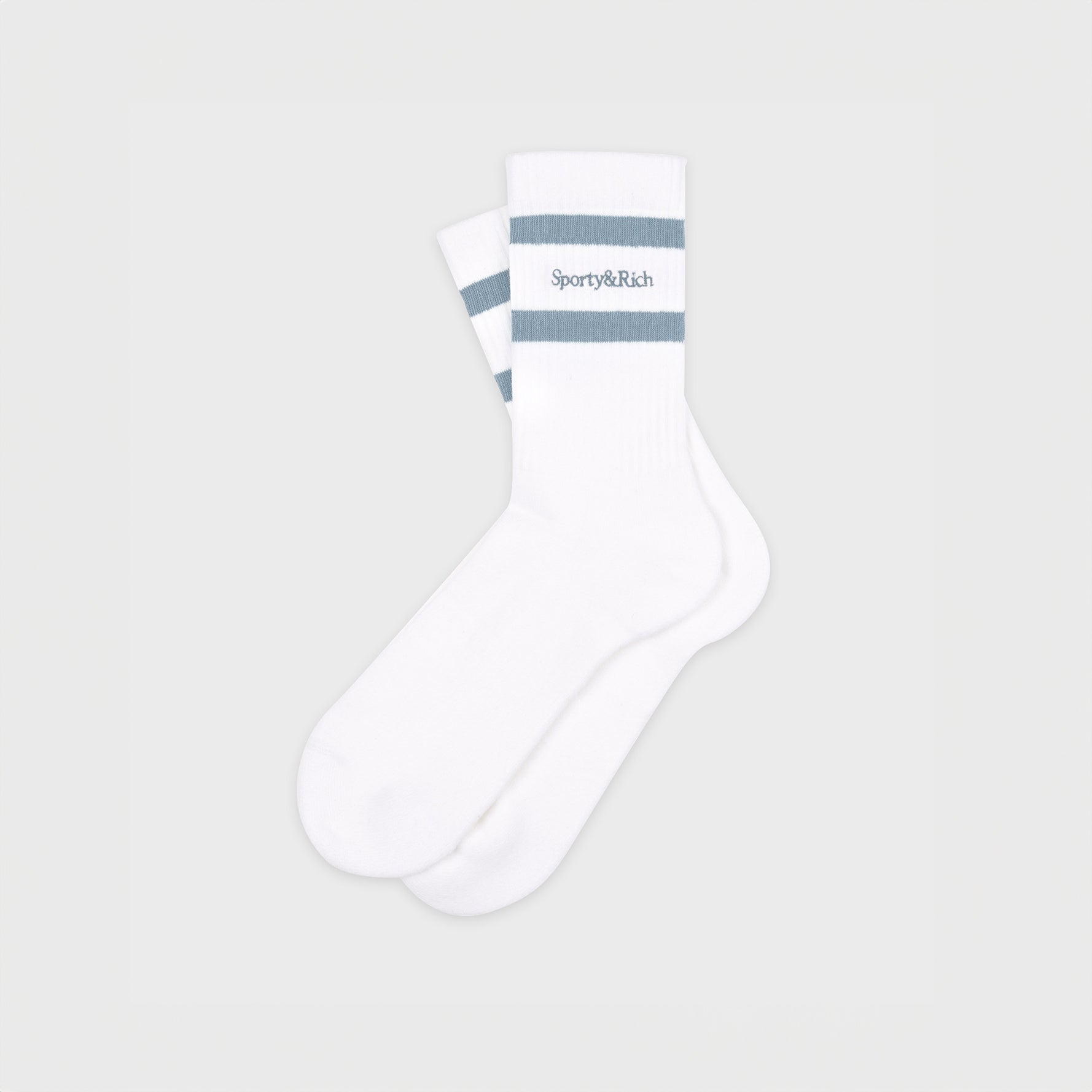 Sporty & Rich - Serif Logo Socks - Asaya Blue