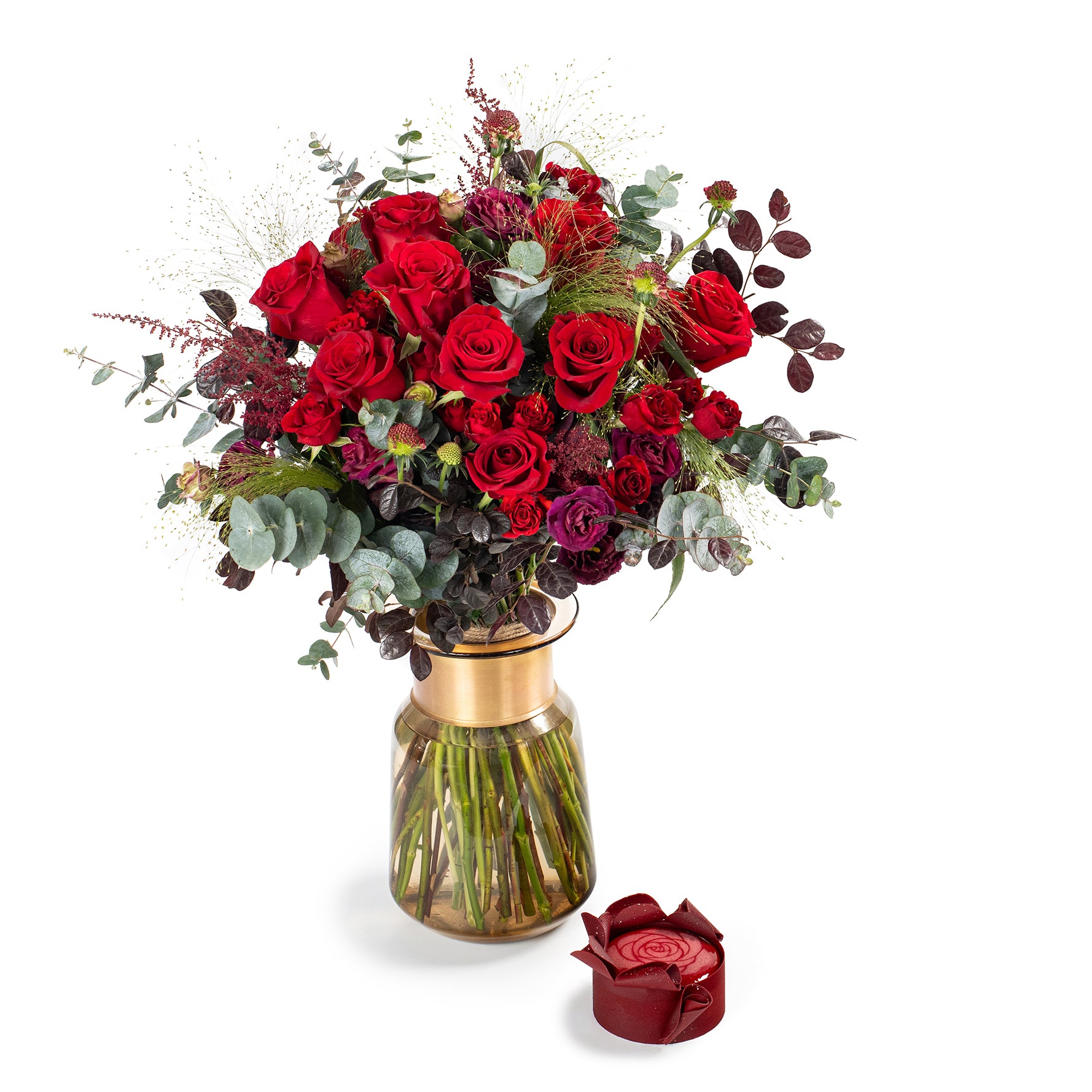 情人节白茶荔枝番石榴蛋糕及花束套装