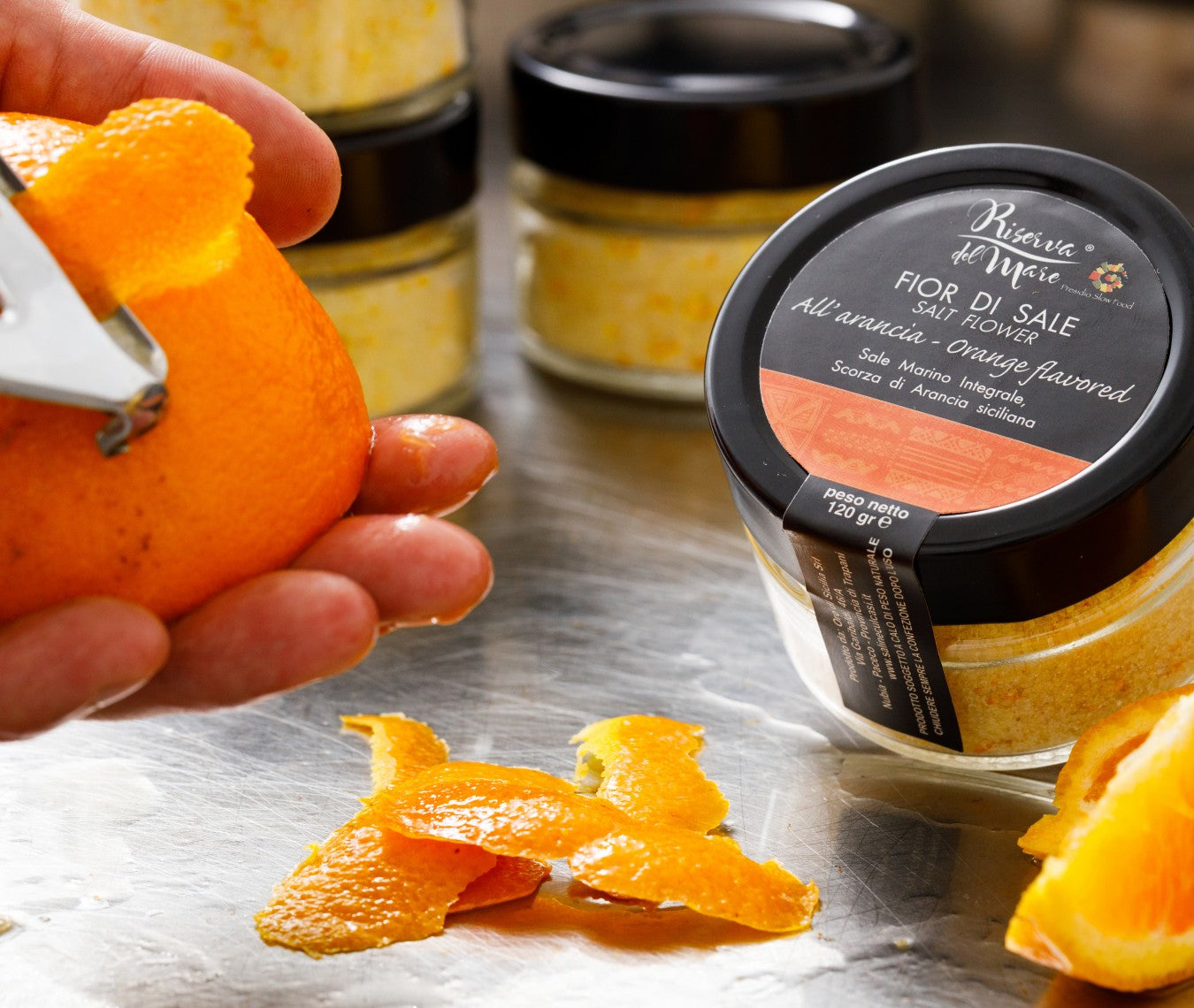 Artisanal Marine Flower Salt of Trapani "Slow Food" with Orange Zests