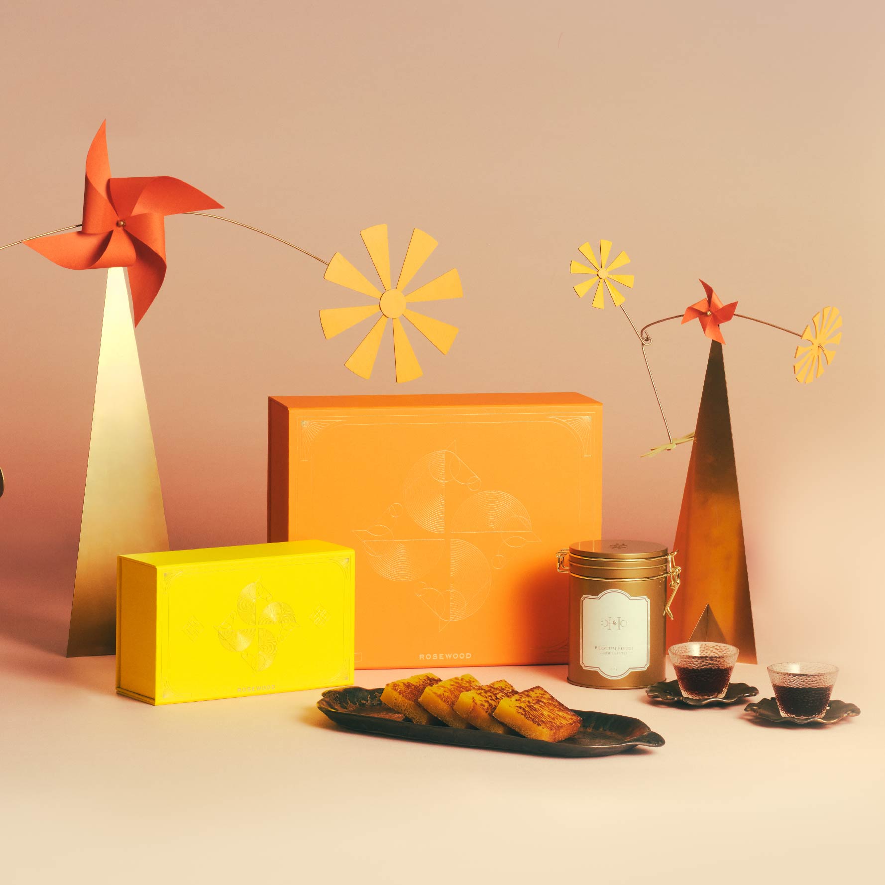 Coconut Golden Cake (600g) and Premium Puerh Tea (150g) Gift Box