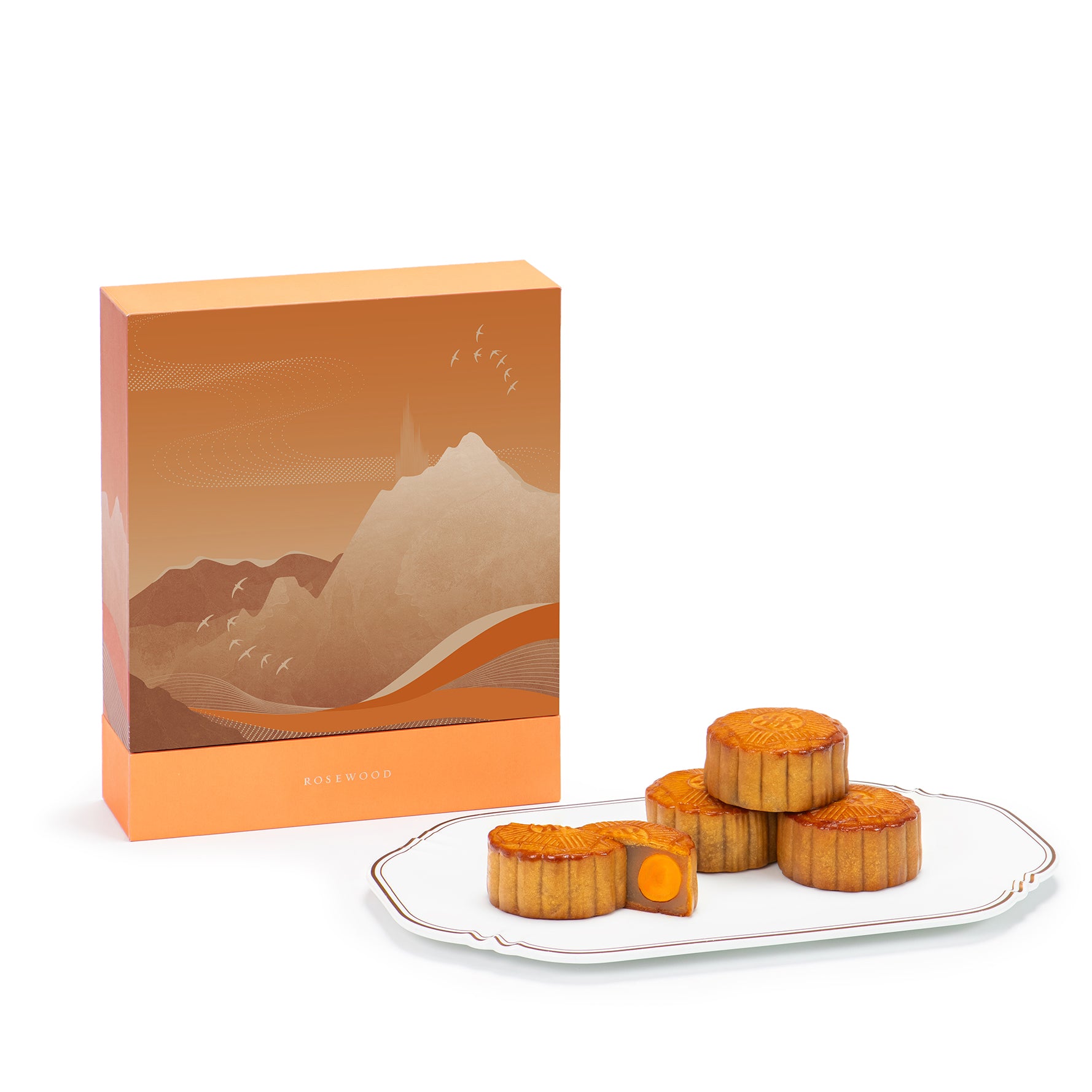 Rosewood Traditional White Lotus Seed Paste Mooncakes with Double Egg Yolks (4pcs)